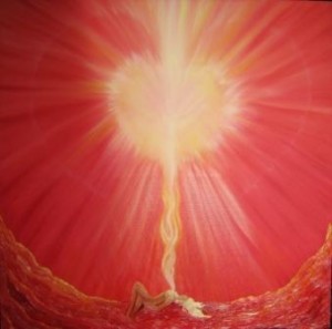 Lovevibration The awakening sun in the sacred heart, 80x80, 6400 kr