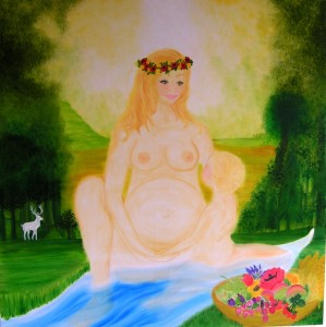 Mother Goddess 100x100 olie på lærred, 9000